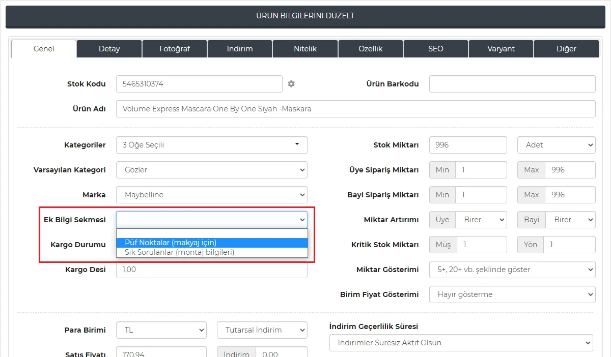 Ek Bilgi Sekmesi Modülü Görsel 2