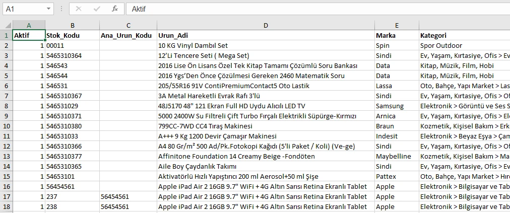 Excel İmport ve Export Görsel 2