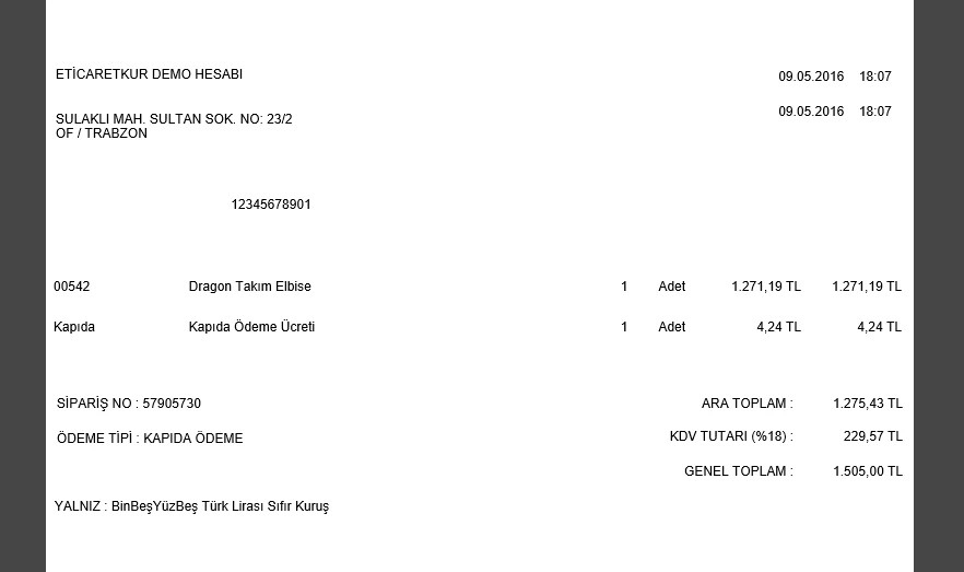 Fatura Yazdırma Modülü Görsel 4