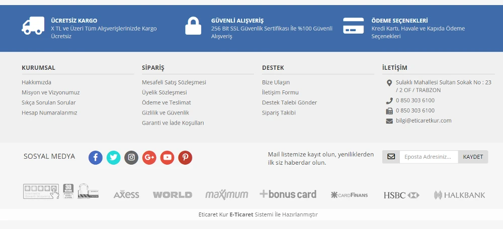 Footer Tasarım Özelleştirme