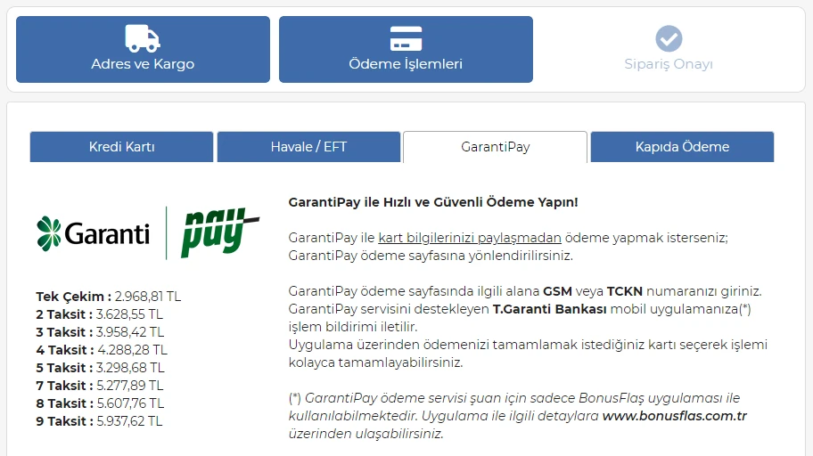 Garantipay Sanalpos Entegrasyonu