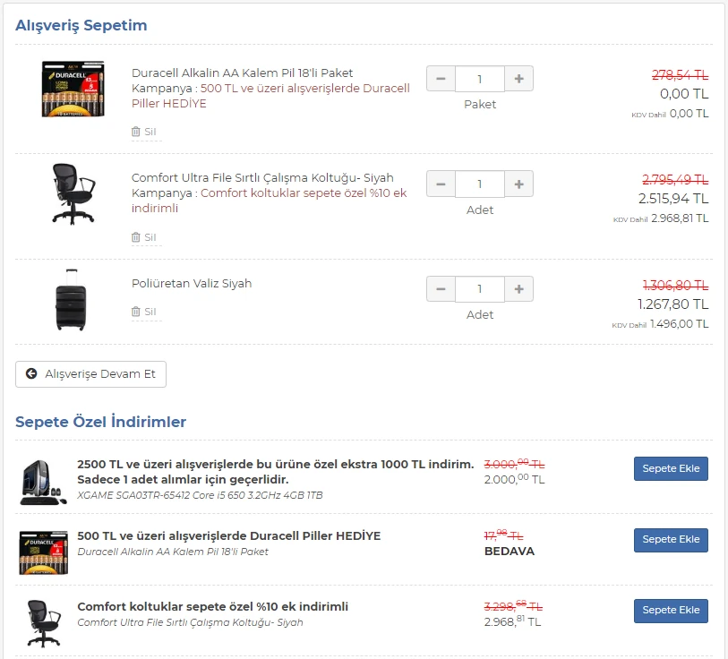 Sepete Özel İndirimli Ürün Modülü Görsel 1