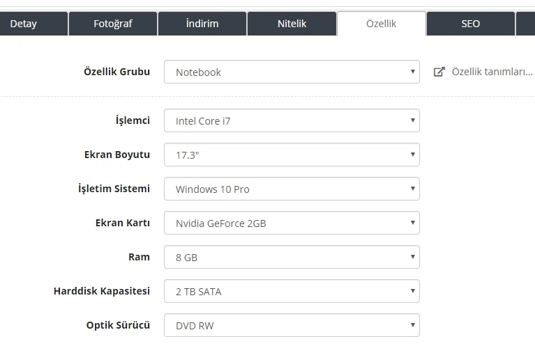 Ürün Özellikleri Modülü Görsel 2