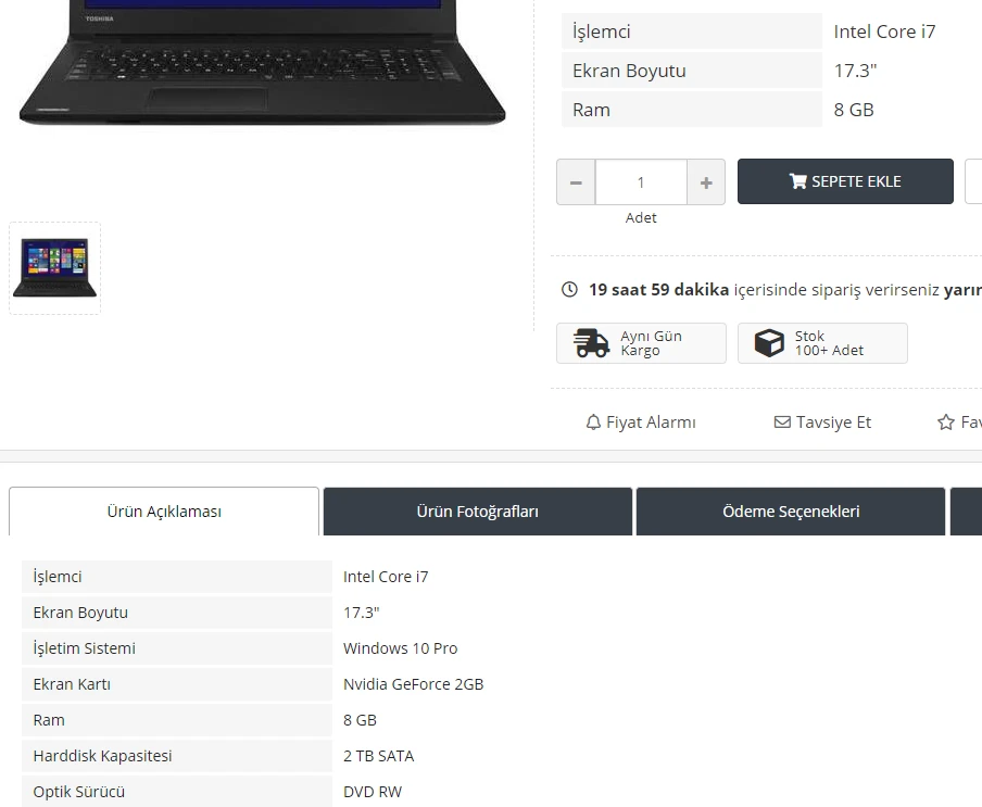 Ürün Özellikleri Modülü Görsel 3