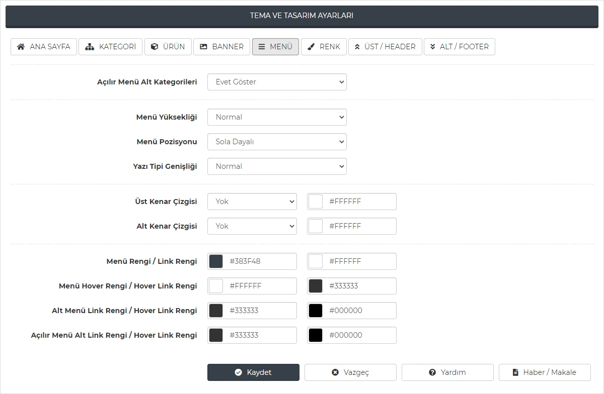 Modern ve Özelleştirilebilir Üst Menü Görsel 2